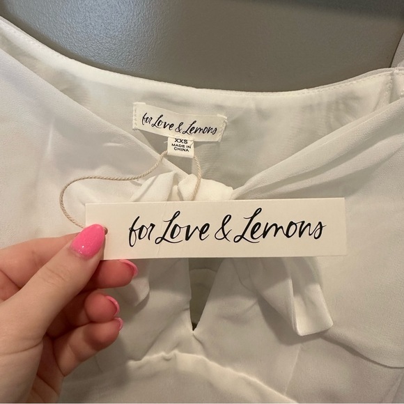 NWT For Love & Lemons Trisha Crop Top Size XXS Long Sleeve White - Picture 8 of 8